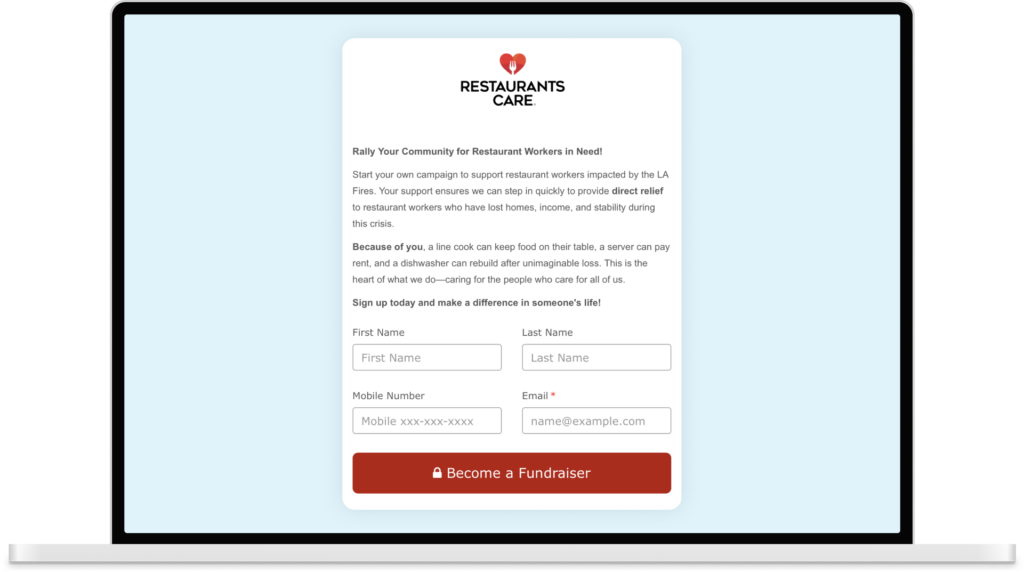 Restaurants Care's donation page