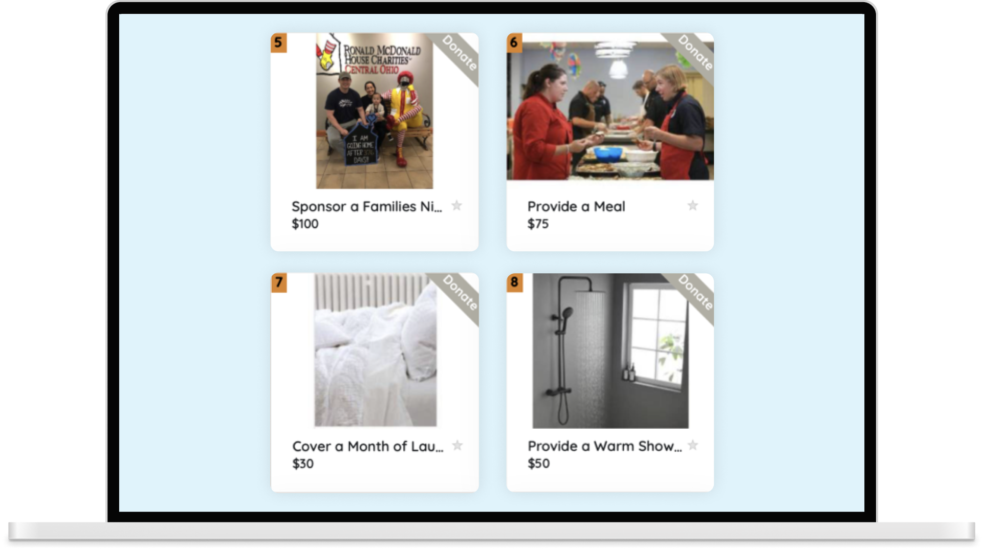 Donation options for Ronald McDonald House Charities of Central Ohio